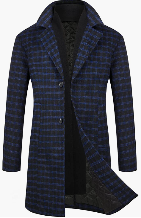 Men’s Slim Fit Wool Coat Winter Long Coat With Free Soft Scarf