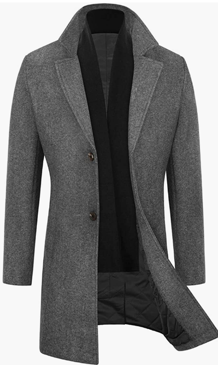 Men’s Slim Fit Wool Coat Winter Long Coat With Free Soft Scarf