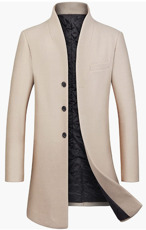 Men’s Slim Fit Wool Coat Winter Long Coat With Free Soft Scarf