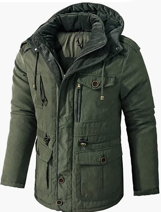Men's Multi Pocket Hooded Jacket Windproof Windbreaker Coat