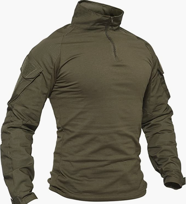 Men's Military Shirts Slim Fit Pullover Long Sleeve