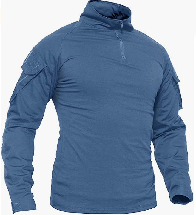 Men's Military Shirts Slim Fit Pullover Long Sleeve