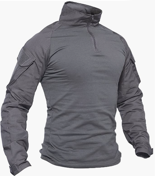 Men's Military Shirts Slim Fit Pullover Long Sleeve