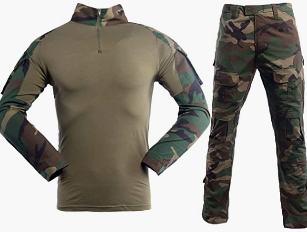 Men's Combat Uniform Long Sleeve Tracksuit Tactical Pants and Shirt Camo