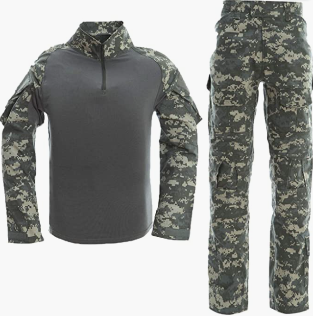 Men's Combat Uniform Long Sleeve Tracksuit Tactical Pants and Shirt Camo
