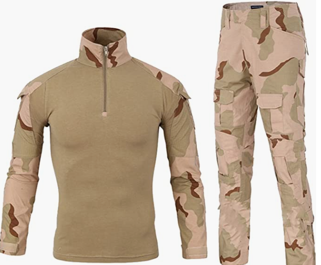 Men's Combat Uniform Long Sleeve Tracksuit Tactical Pants and Shirt Camo