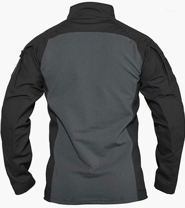 Men's Zip Long Sleeve Military Shirt 2 Zipper Pockets
