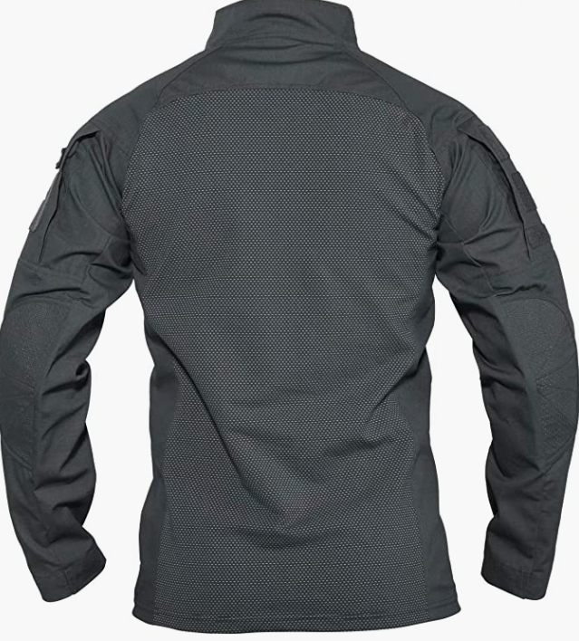 Men's Zip Long Sleeve Military Shirt 2 Zipper Pockets