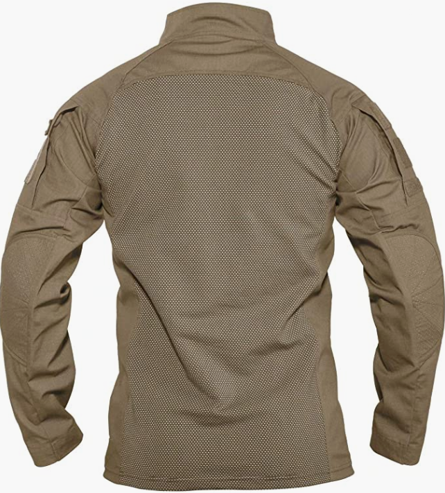 Men's Zip Long Sleeve Military Shirt 2 Zipper Pockets