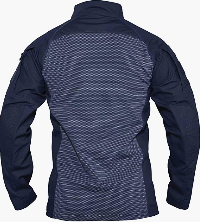Men's Zip Long Sleeve Military Shirt 2 Zipper Pockets