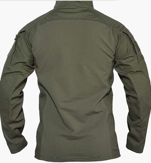 Men's Zip Long Sleeve Military Shirt 2 Zipper Pockets