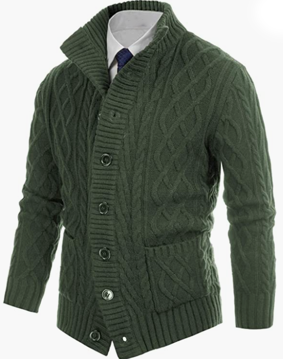 Mens  Knit Sweater Casual Button Down Stand Collar