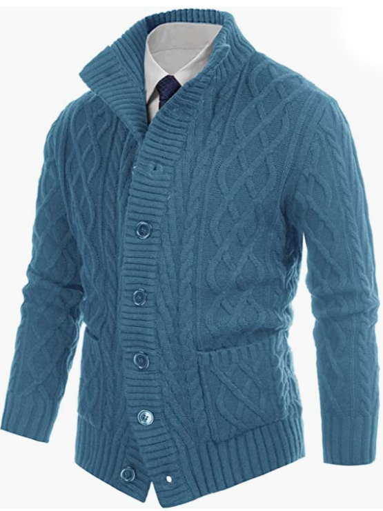 Mens  Knit Sweater Casual Button Down Stand Collar