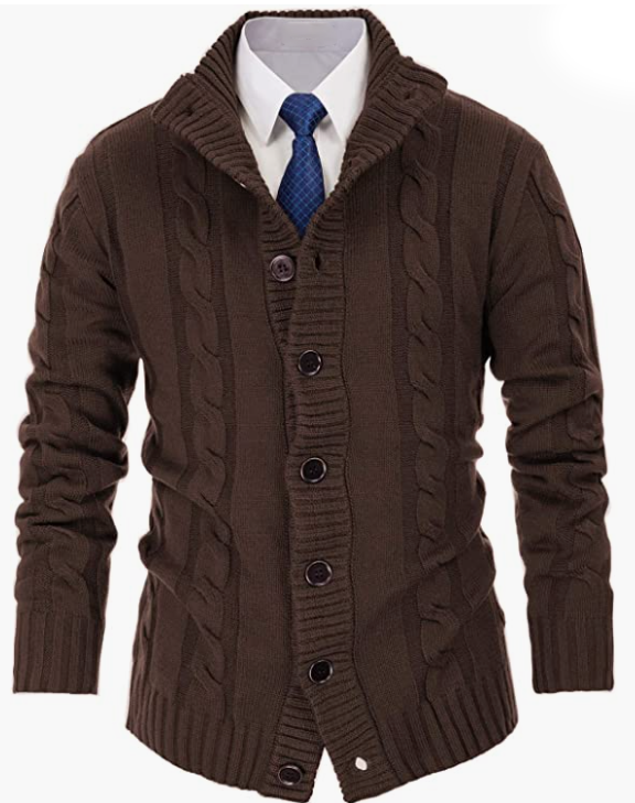 Mens  Knit Sweater Casual Button Down Stand Collar
