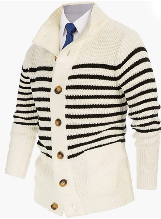 Mens  Knit Sweater Casual Button Down Stand Collar