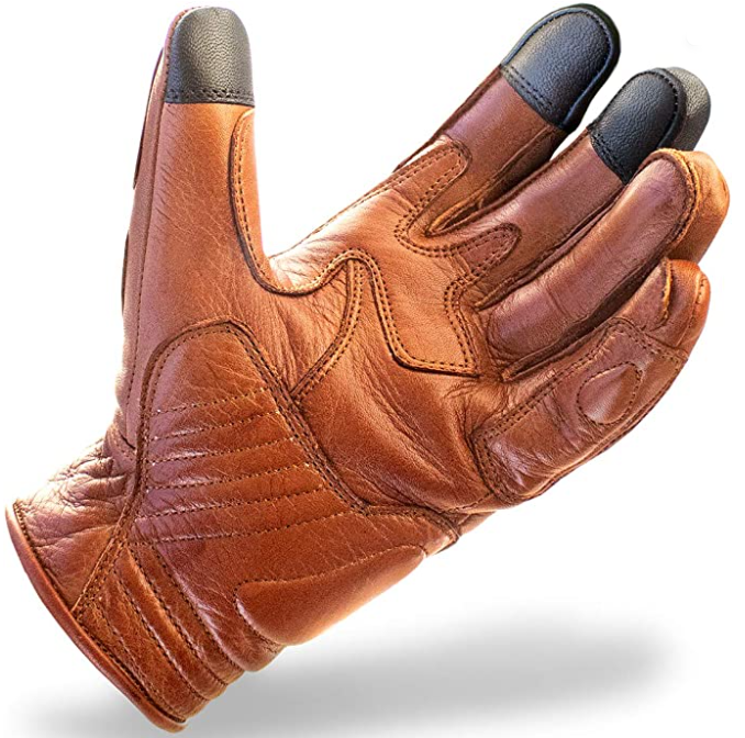Leather Motorcycle Gloves with Mobile Phone Touchscreen and Knuckle Protection