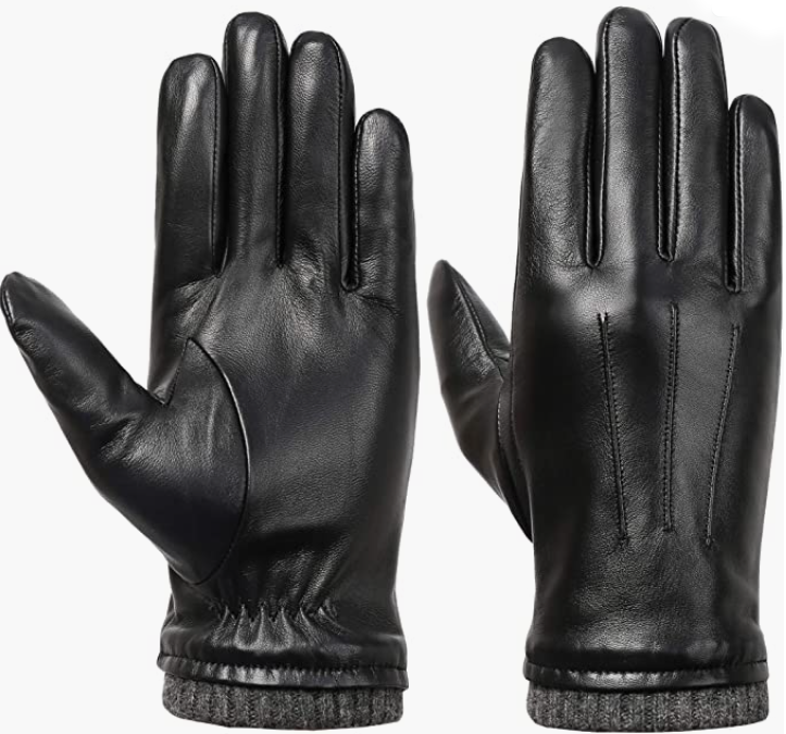 Sheepskin REAL Leather Gloves Leather Dress Driving Gloves with Fleece Lining