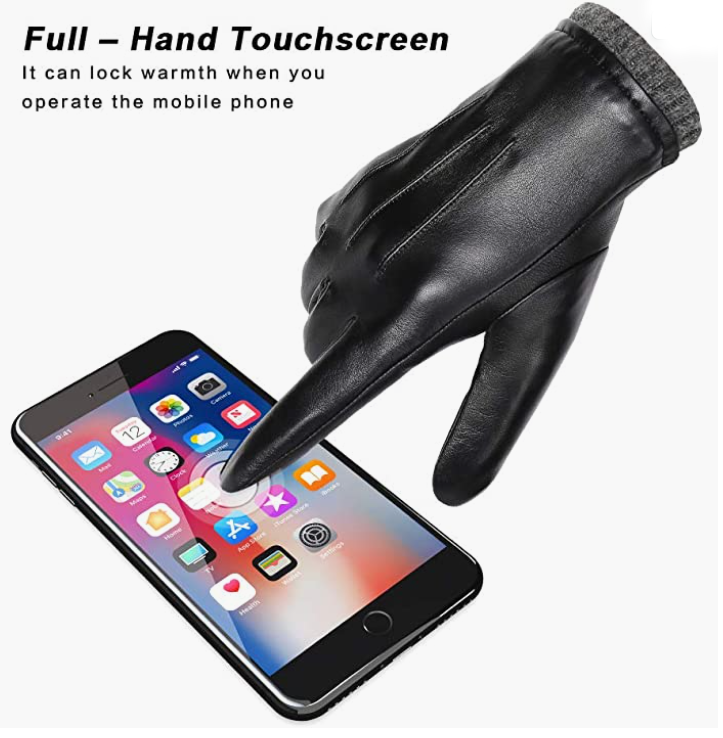 Sheepskin REAL Leather Gloves Leather Dress Driving Gloves with Fleece Lining