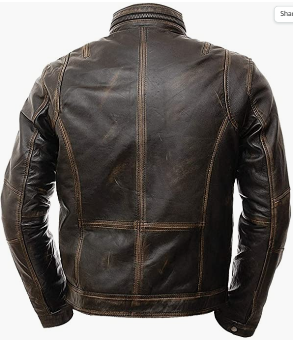 Leather Jacket Biker Slim Fit Vintage Racer Real Leather Jacket