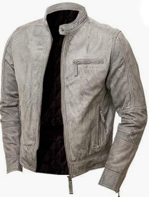 Vintage Slim Fit Distressed Mens  Leather Jacket