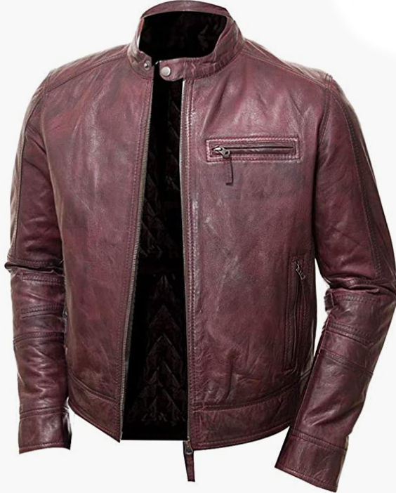 Vintage Slim Fit Distressed Mens  Leather Jacket