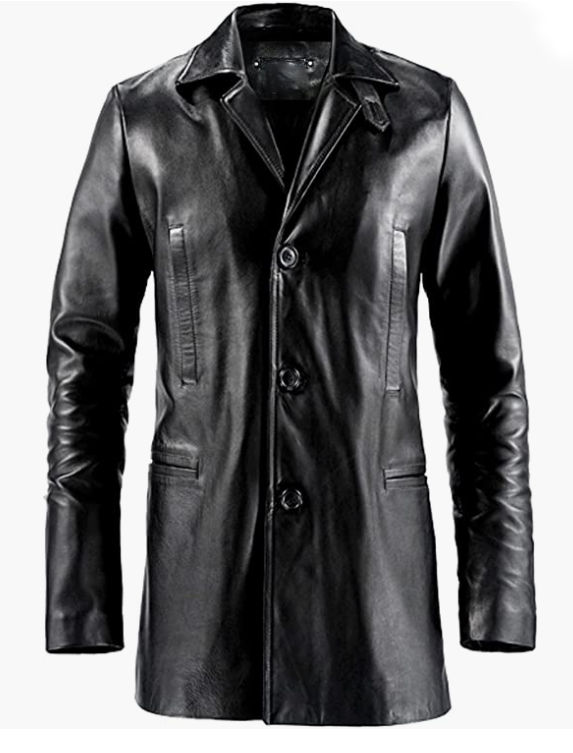 3-Button PURE Leather Coat for Men