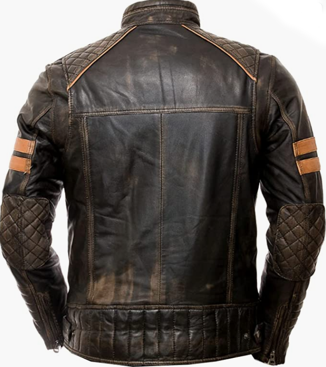 MEN REAL Leather Jacket Motorbike Style