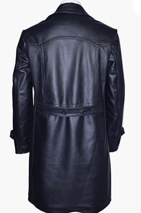 Black Leather Submarine Jacket Coat FOR MEN