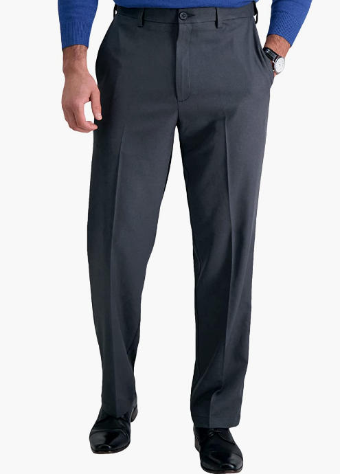 Classic Fit Flat Front Expandable Waist Pant With Big & Tall Sizes
