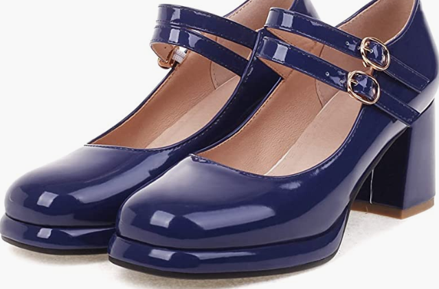 Leather Shoes Female High Heels Chunky Shoes