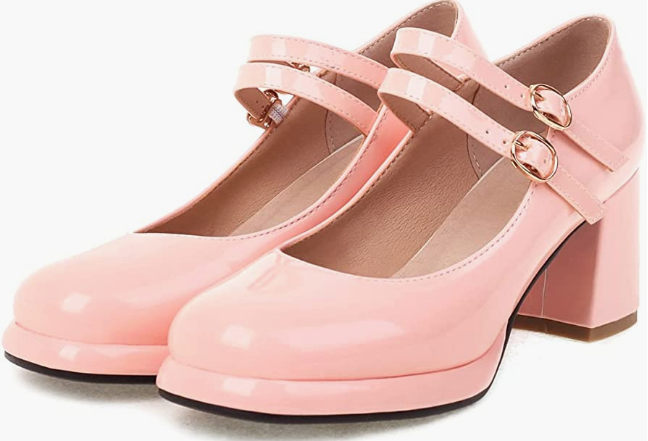 Leather Shoes Female High Heels Chunky Shoes