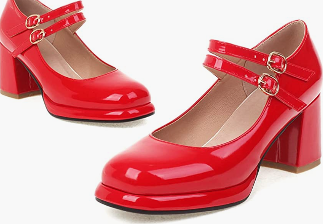 Leather Shoes Female High Heels Chunky Shoes