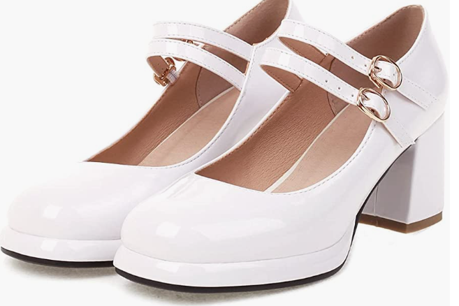 Leather Shoes Female High Heels Chunky Shoes
