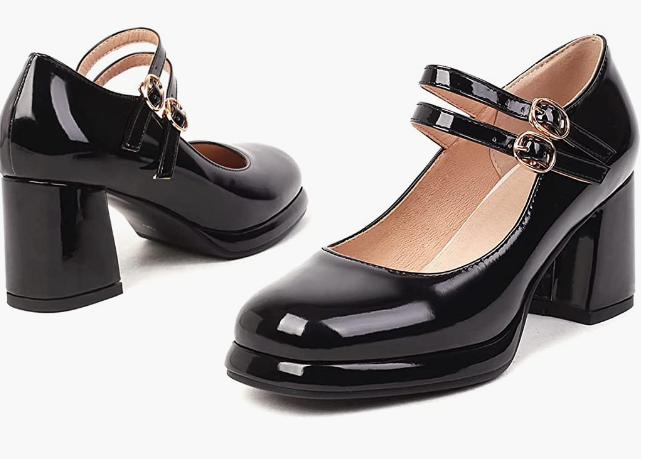 Leather Shoes Female High Heels Chunky Shoes
