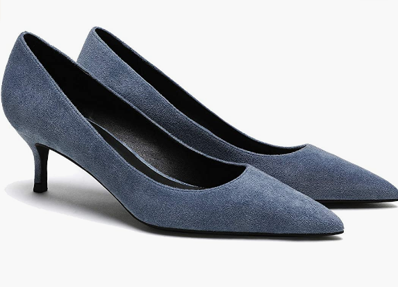 Women's Slip On Solid Pointed Toe Patent Kitten Low Heel Pumps Shoes