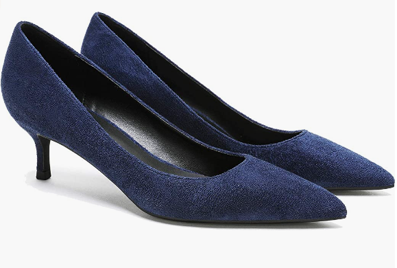 Women's Slip On Solid Pointed Toe Patent Kitten Low Heel Pumps Shoes
