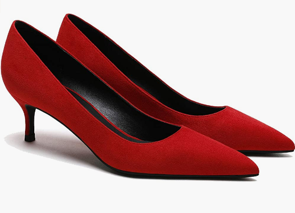 Women's Slip On Solid Pointed Toe Patent Kitten Low Heel Pumps Shoes
