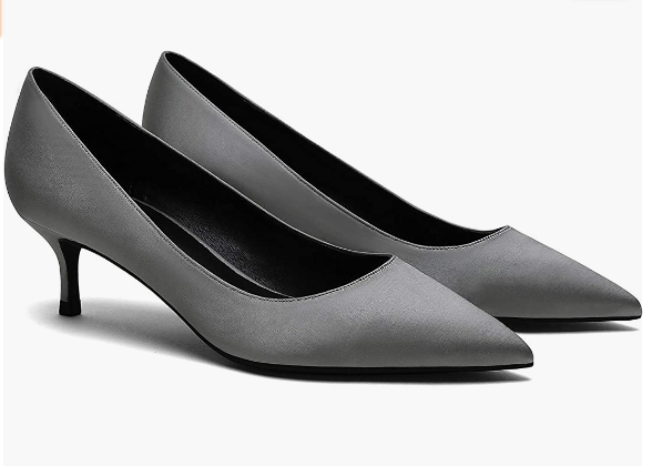Women's Slip On Solid Pointed Toe Patent Kitten Low Heel Pumps Shoes