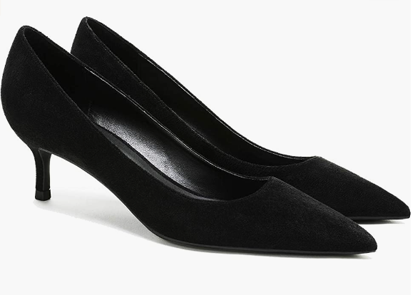 Women's Slip On Solid Pointed Toe Patent Kitten Low Heel Pumps Shoes