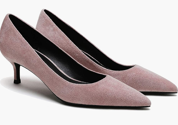 Women's Slip On Solid Pointed Toe Patent Kitten Low Heel Pumps Shoes
