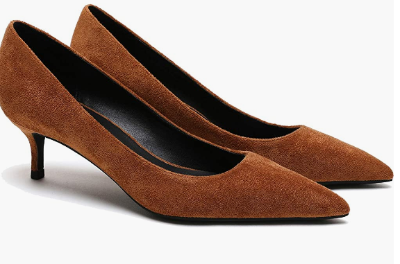 Women's Slip On Solid Pointed Toe Patent Kitten Low Heel Pumps Shoes