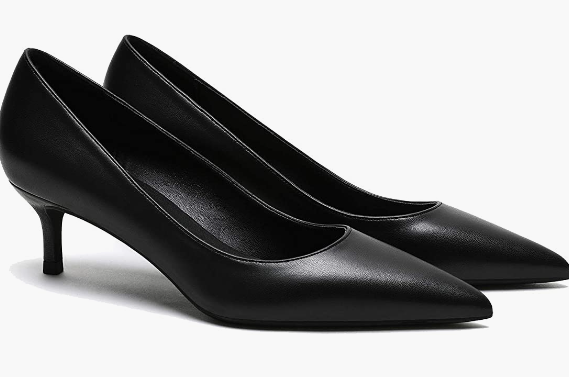 Women's Slip On Solid Pointed Toe Patent Kitten Low Heel Pumps Shoes