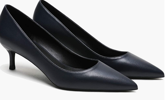 Women's Slip On Solid Pointed Toe Patent Kitten Low Heel Pumps Shoes