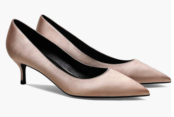 Women's Slip On Solid Pointed Toe Patent Kitten Low Heel Pumps Shoes