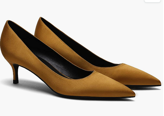 Women's Slip On Solid Pointed Toe Patent Kitten Low Heel Pumps Shoes