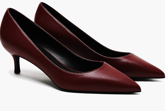 Women's Slip On Solid Pointed Toe Patent Kitten Low Heel Pumps Shoes
