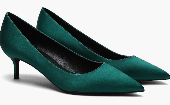 Women's Slip On Solid Pointed Toe Patent Kitten Low Heel Pumps Shoes