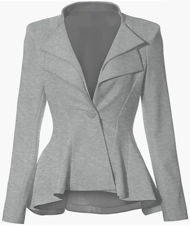 Women Double Notch Lapel Sharp Shoulder Pad Office Blazer