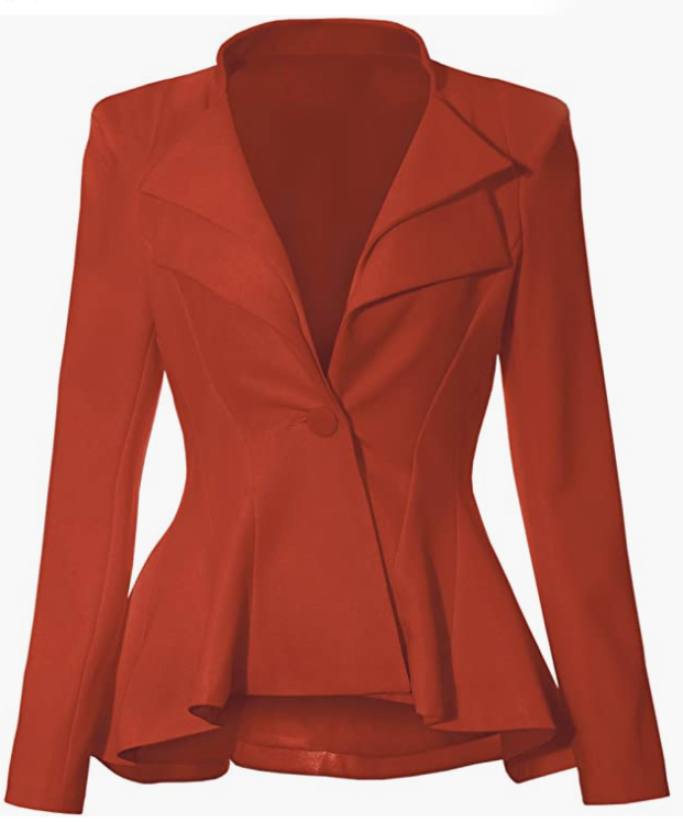 Women Double Notch Lapel Sharp Shoulder Pad Office Blazer