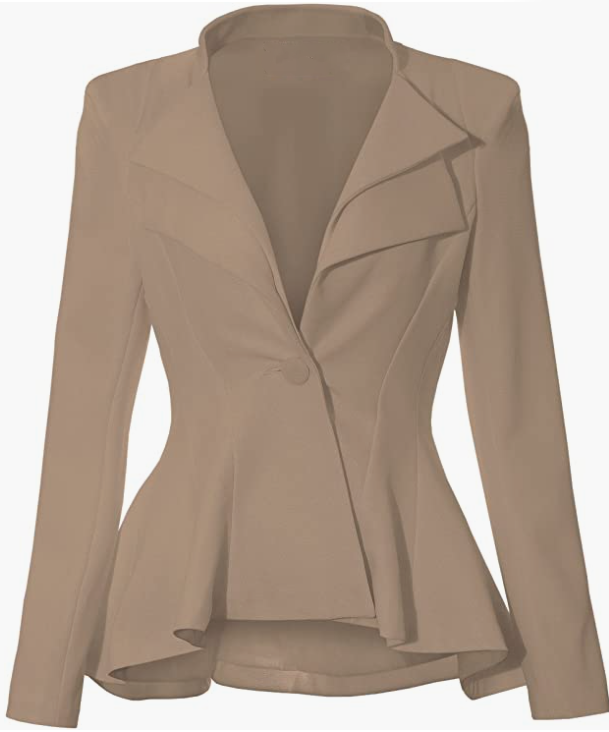 Women Double Notch Lapel Sharp Shoulder Pad Office Blazer